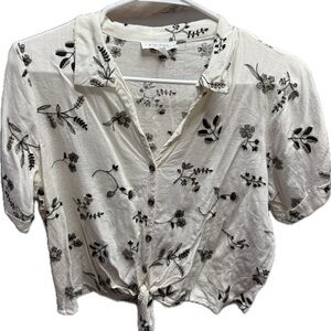 Kirious Black and White Crop Button Down Shirt